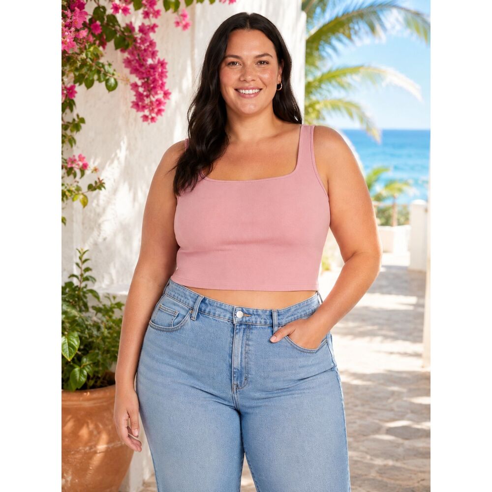 Old Navy Pink Ribbed Crop Tank Top 4XL